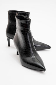 Noya Black Pattern Stiletto Boot (Women)