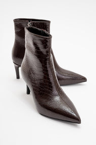 Noya Brown Pattern Stiletto Boot (Women)