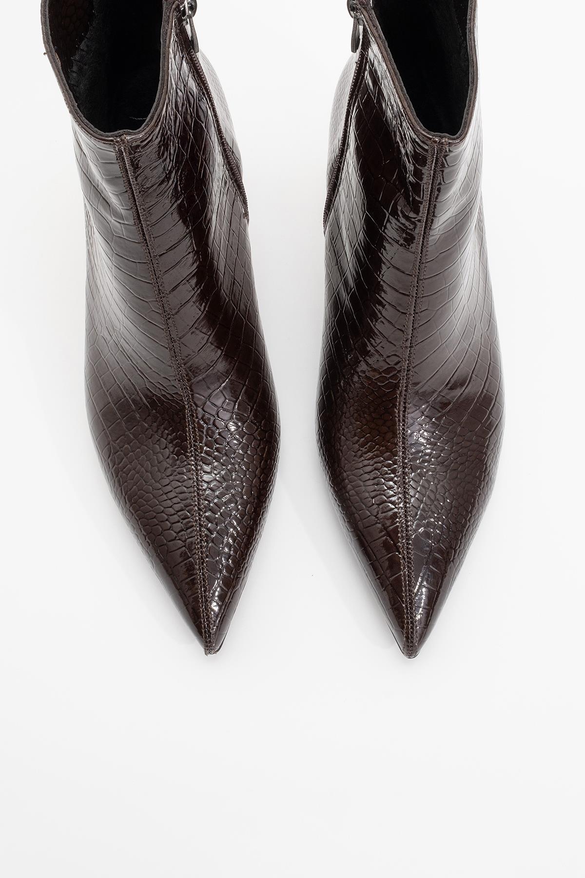 Noya Brown Pattern Stiletto Boot (Women)