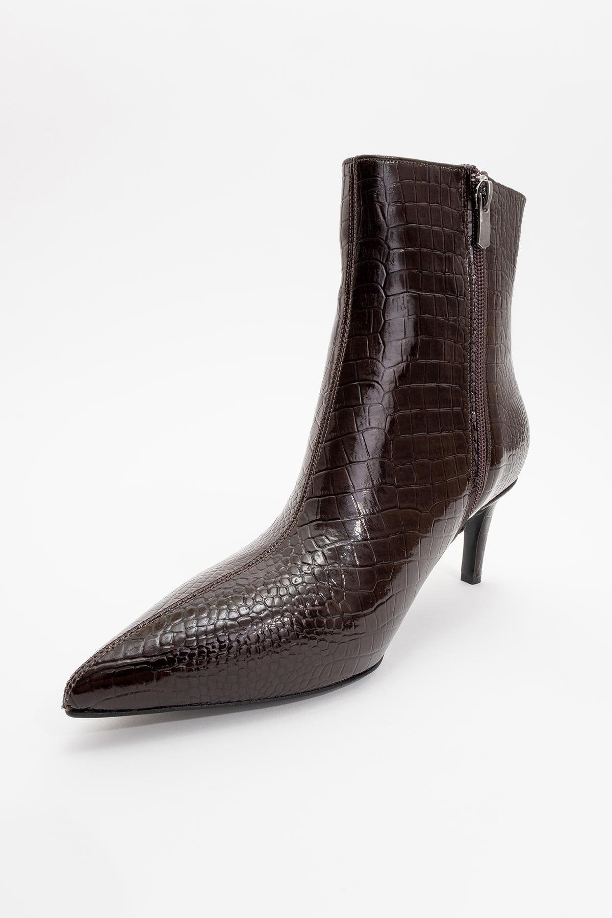 Noya Brown Pattern Stiletto Boot (Women)