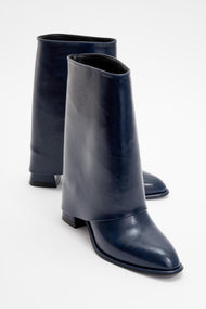 Ellas Navy Chunky Heel Boot (Women)