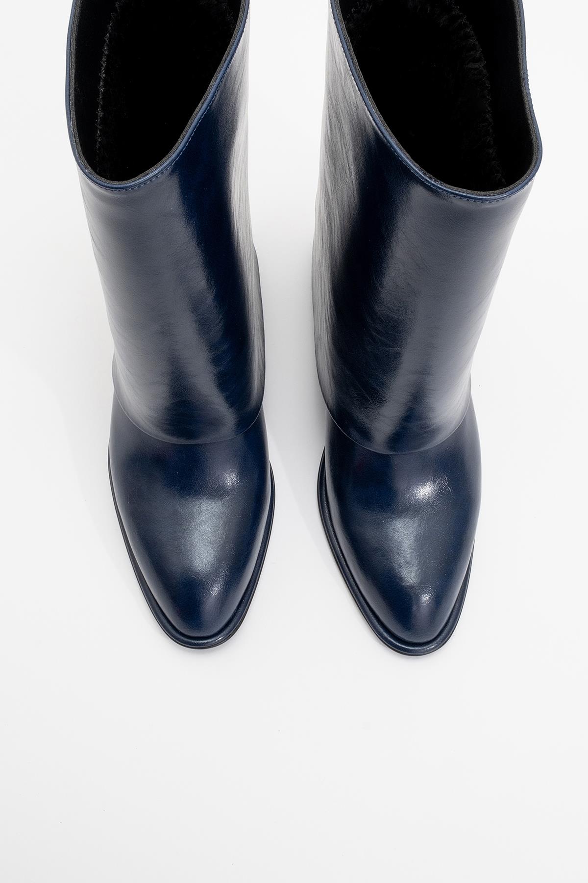 Ellas Navy Chunky Heel Boot (Women)