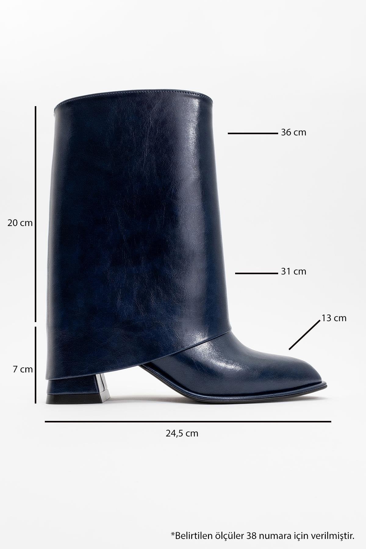 Ellas Navy Chunky Heel Boot (Women)