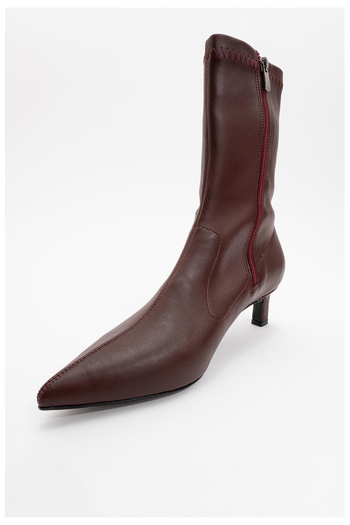 Lewin Burgundy Pointed Toe Stiletto Boot (Women)