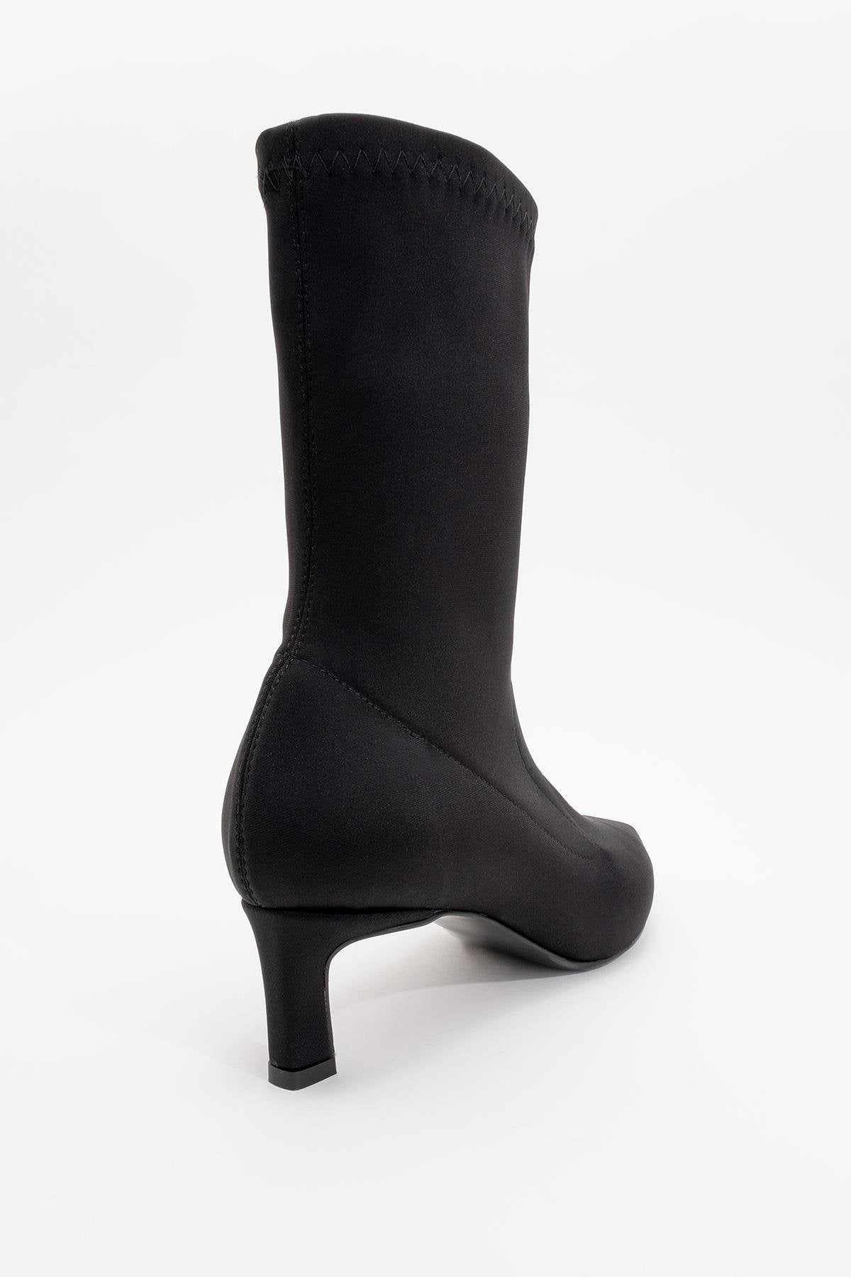Lewin Black Stretch Pointed Toe Stiletto Boot (Women)