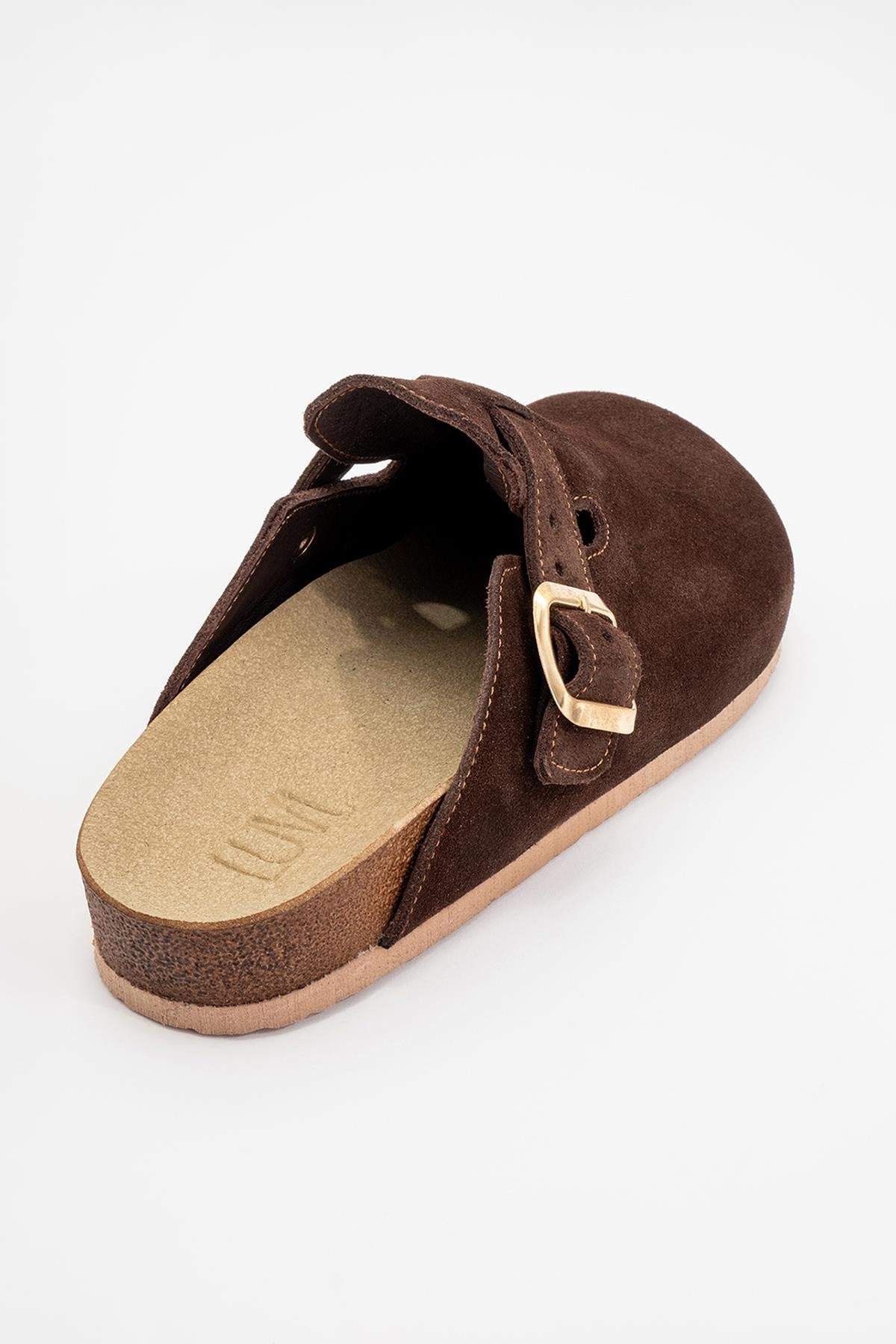 Gons - Brown Suede Leather Clogs (Women)