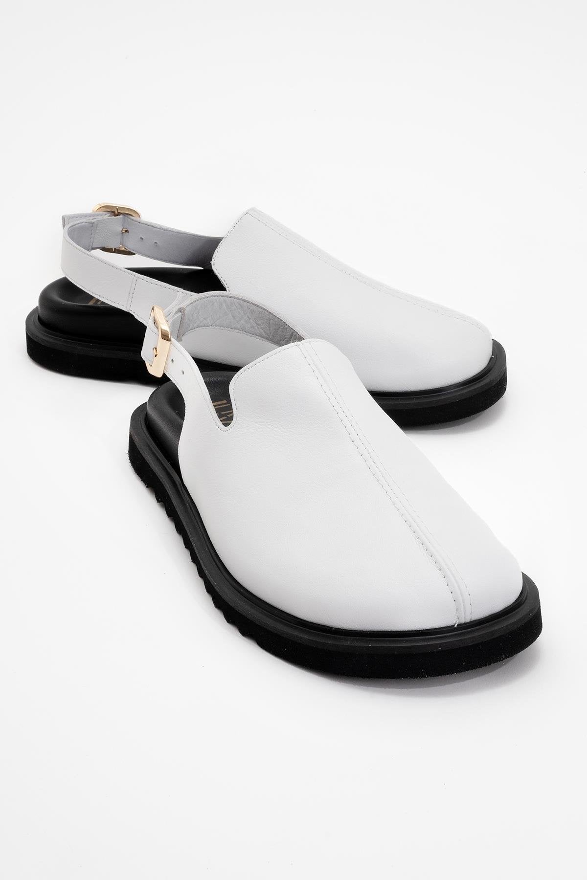 Laby - White Leather Clogs (Women)