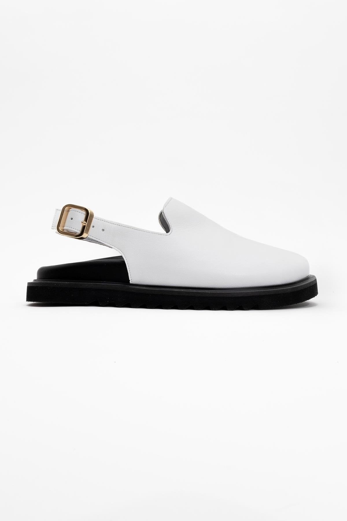 Laby - White Leather Clogs (Women)