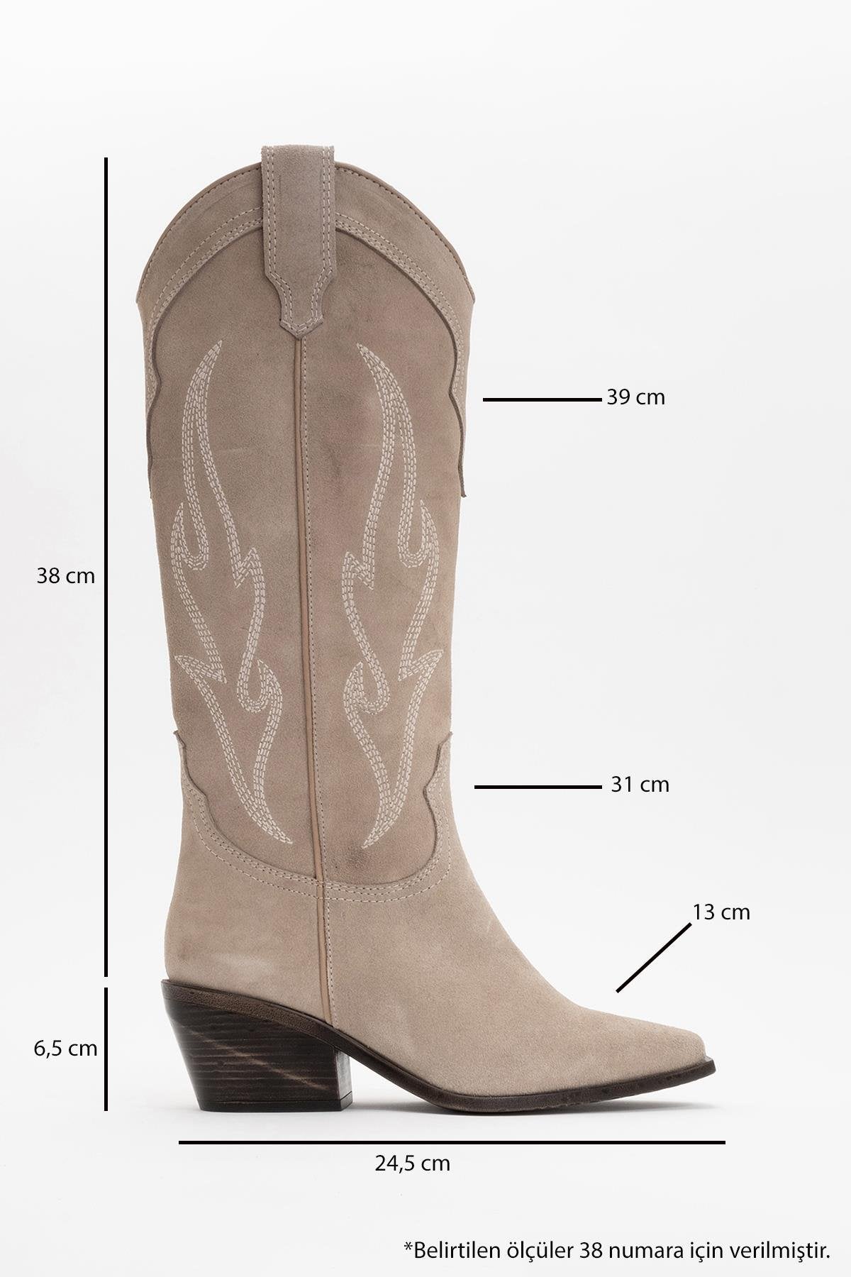 Pietro - Beige Suede Genuine Leather Western Boot (Women)