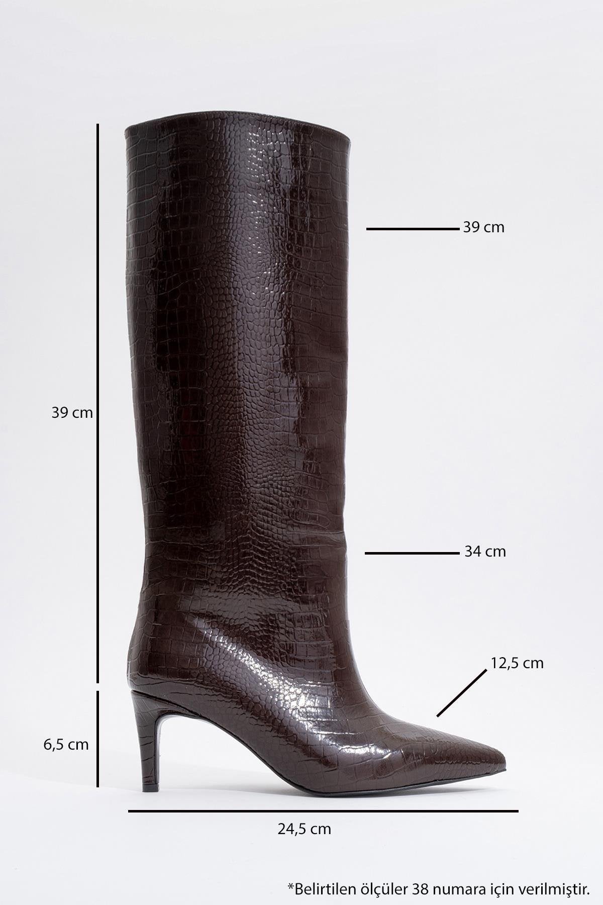 Cassandra Brown Pattern High‑Heel Boot (Women)