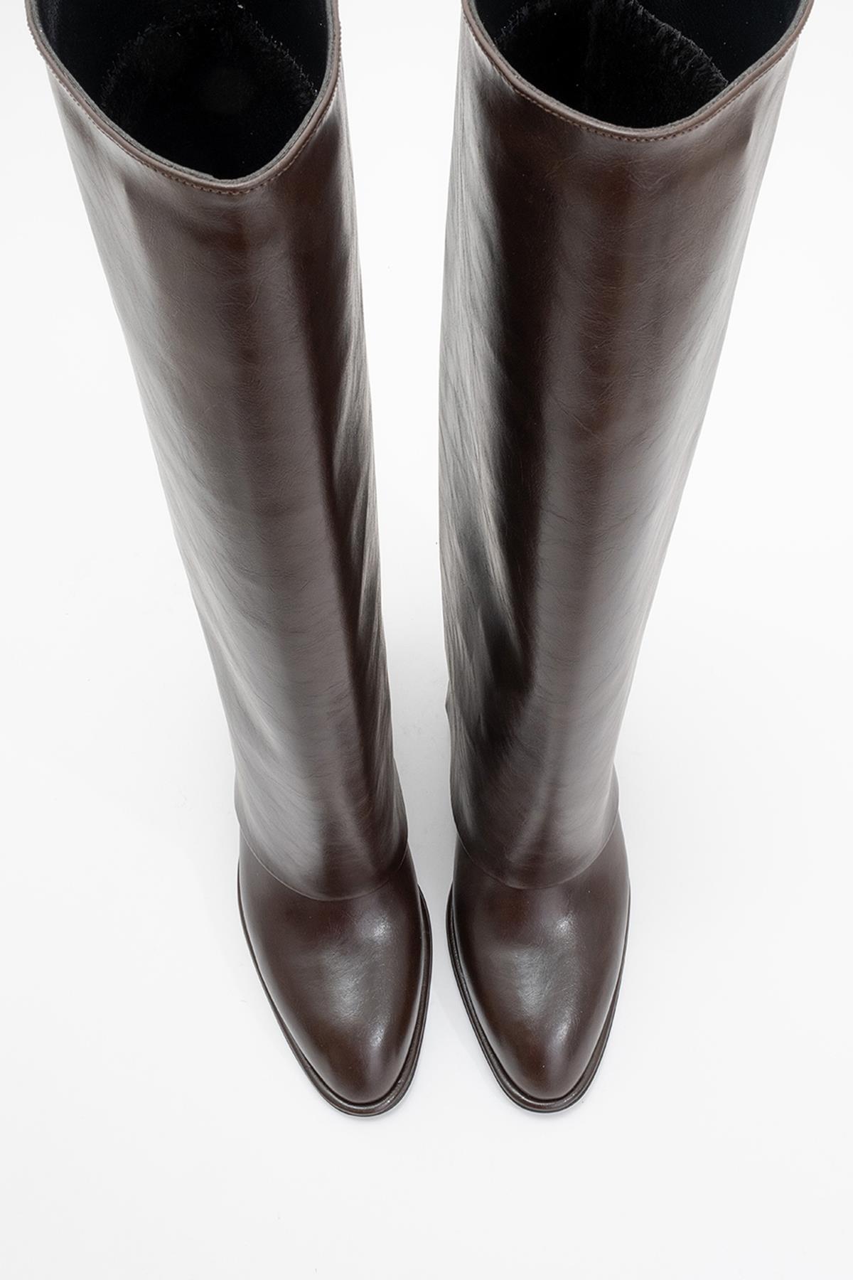 Maybe Brown Chunky Heel Boot (Women)