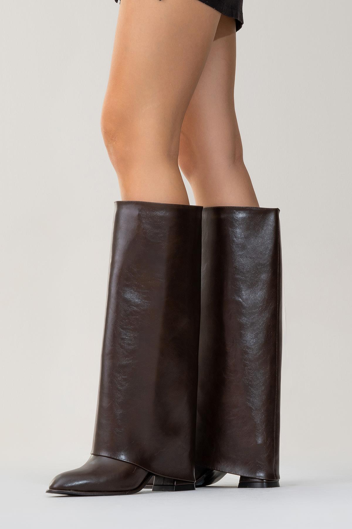 Maybe Brown Chunky Heel Boot (Women)