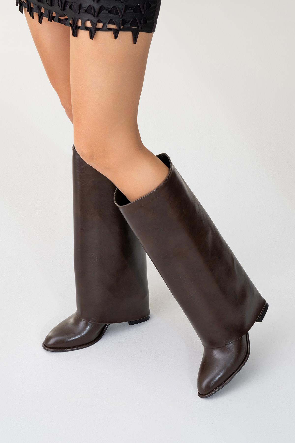 Maybe Brown Chunky Heel Boot (Women)