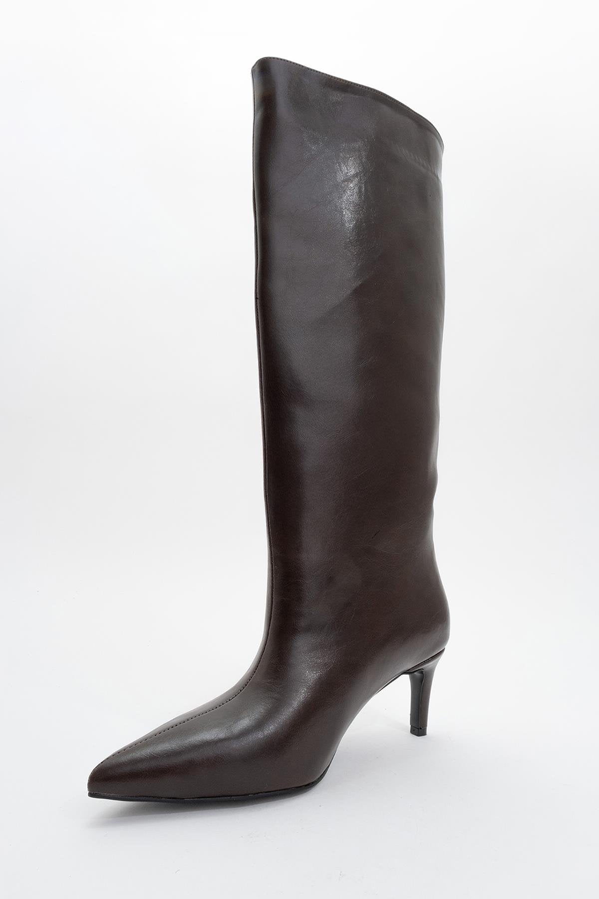 Cassandra Brown Cilt High‑Heel Boot (Women)
