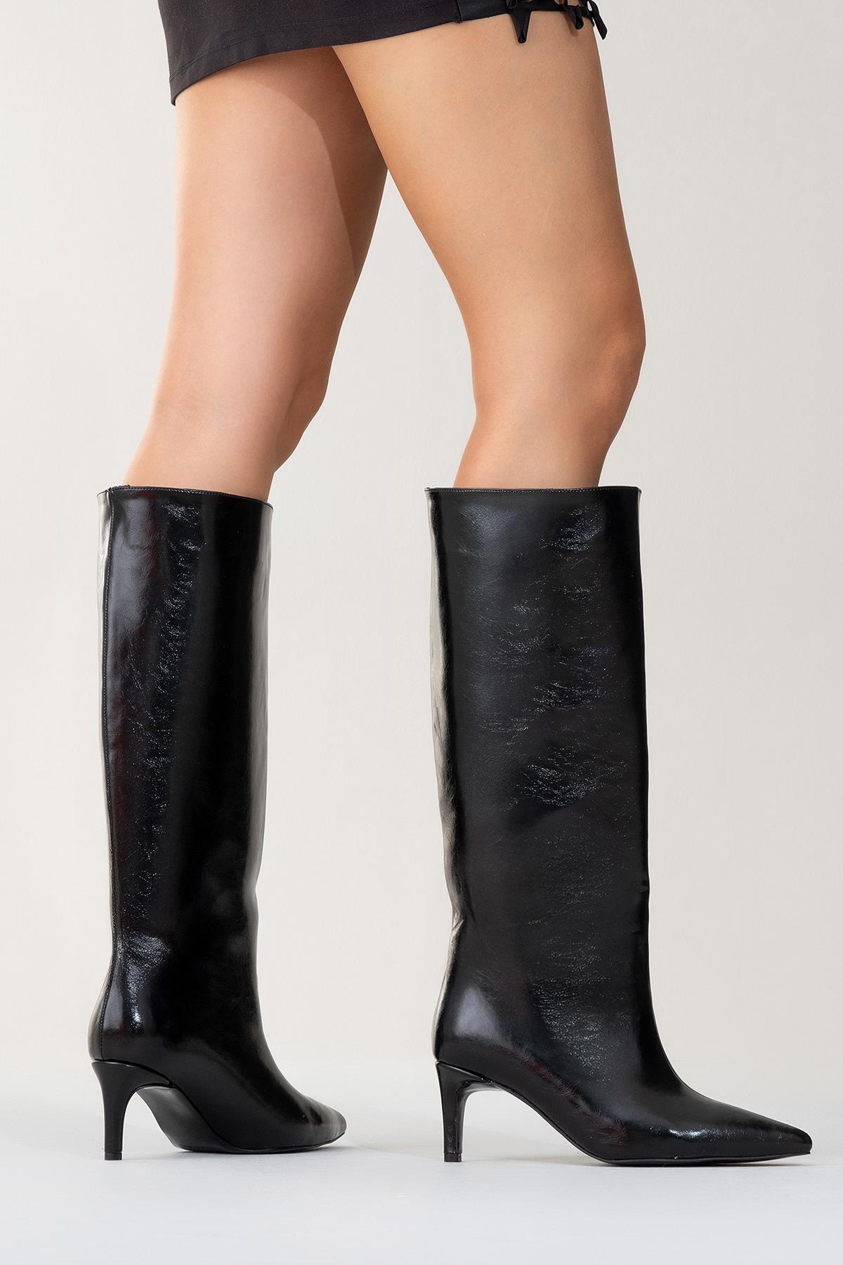 Camila - Black Heeled Boot (Women)