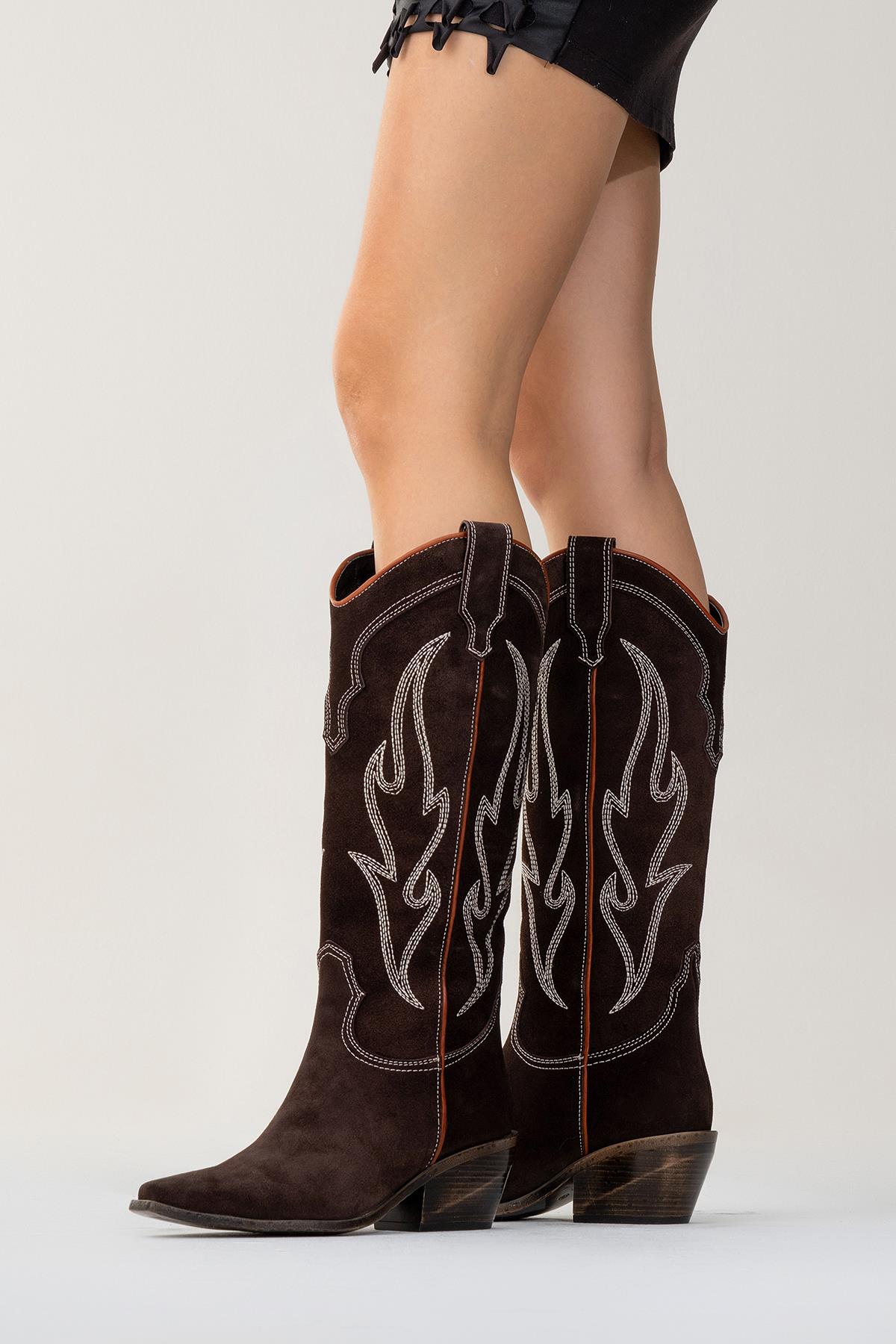 Pietro - Brown Genuine Suede Western Boot (Women)