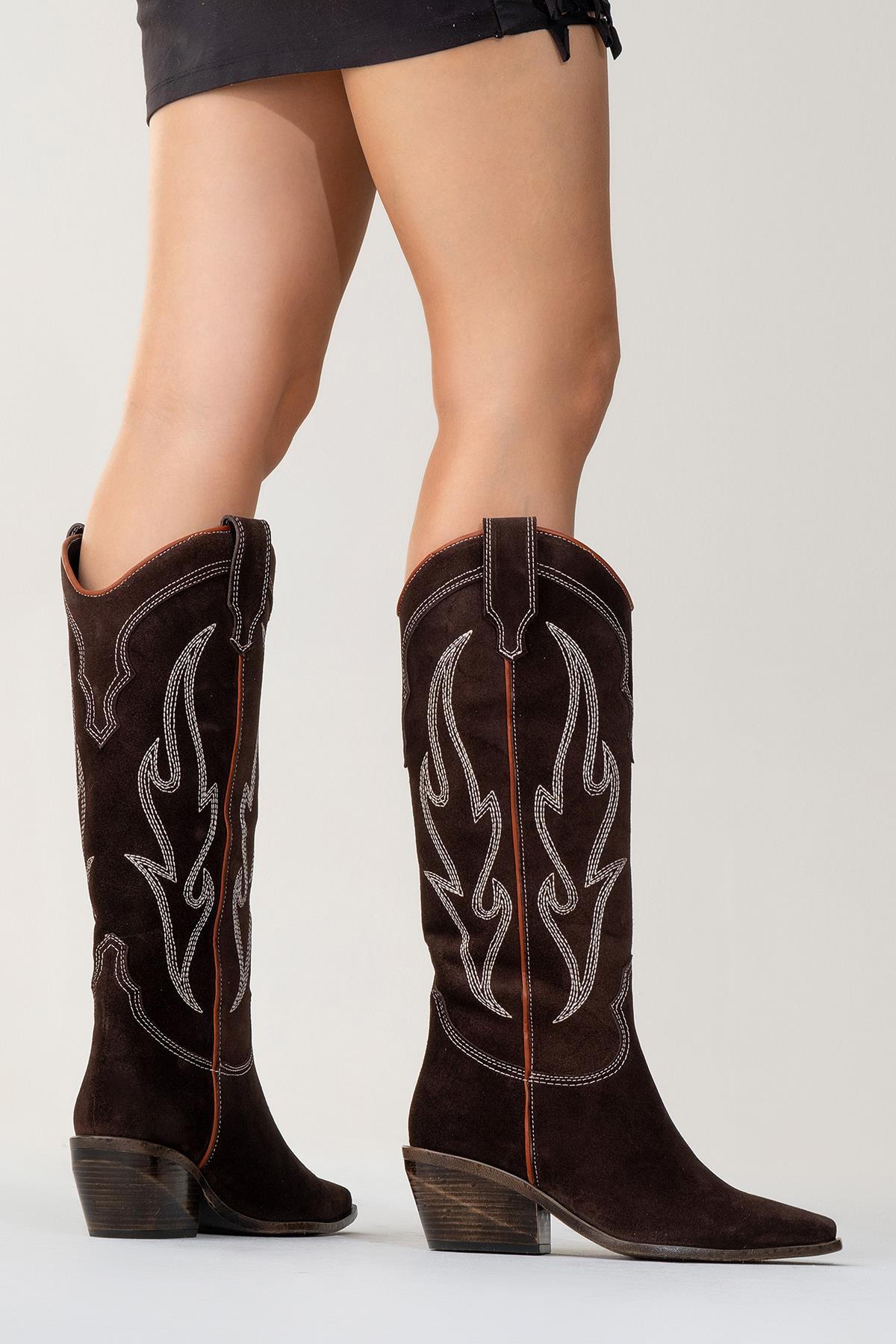 Pietro - Brown Genuine Suede Western Boot (Women)