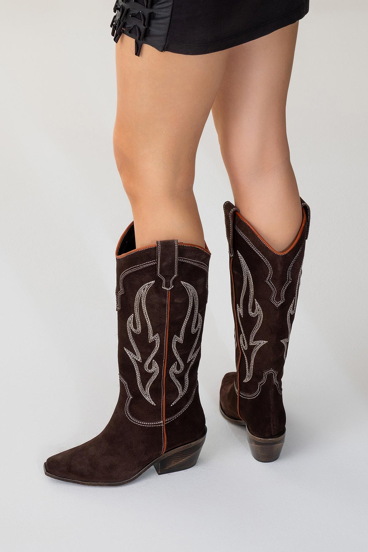 Pietro - Brown Genuine Suede Western Boot (Women)