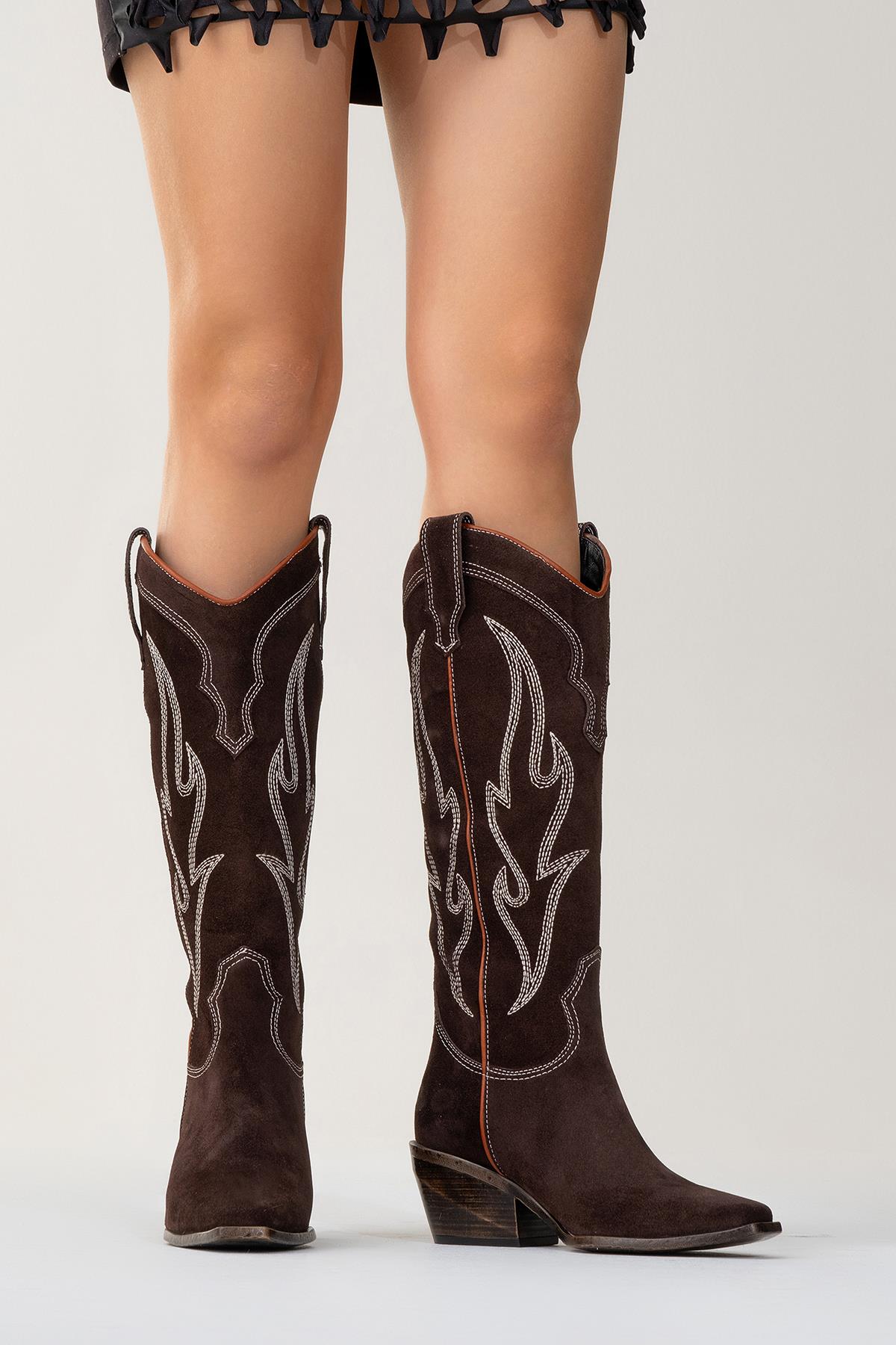 Pietro - Brown Genuine Suede Western Boot (Women)