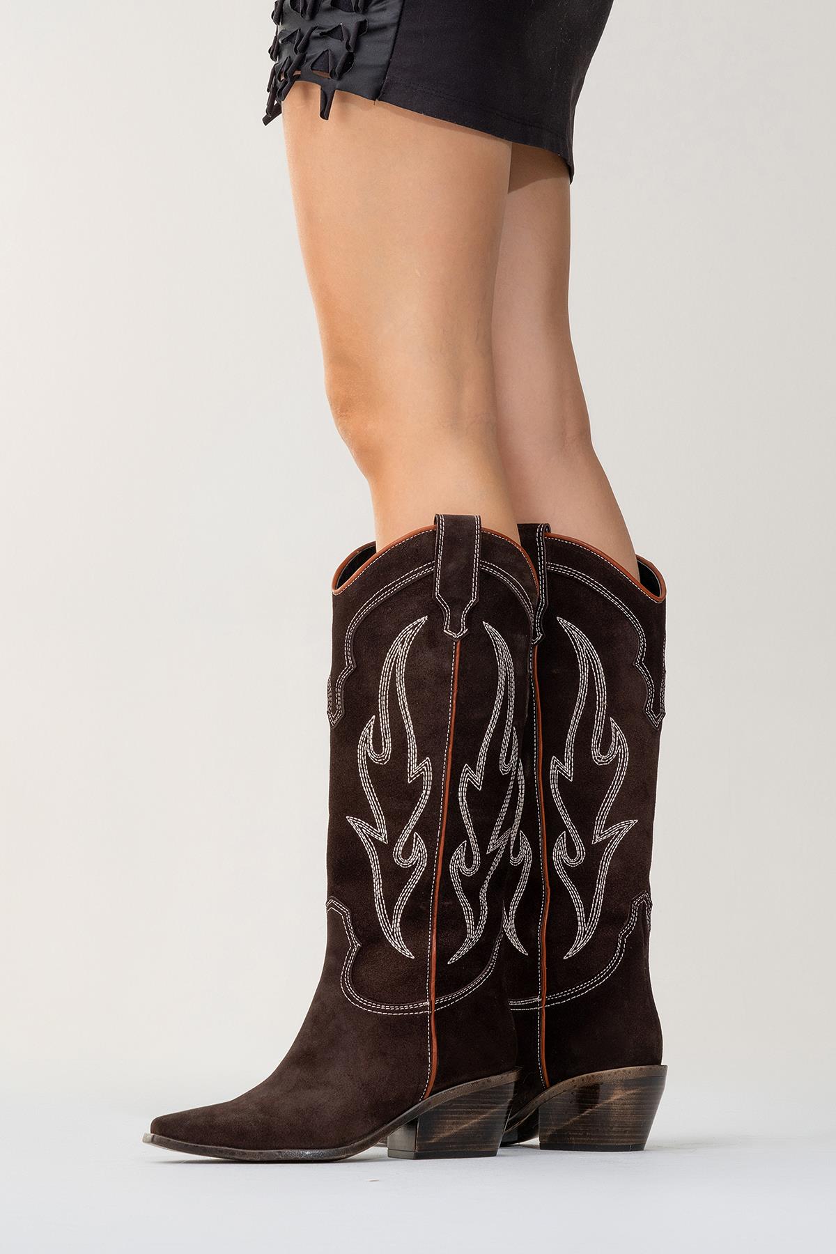 Pietro - Brown Genuine Suede Western Boot (Women)