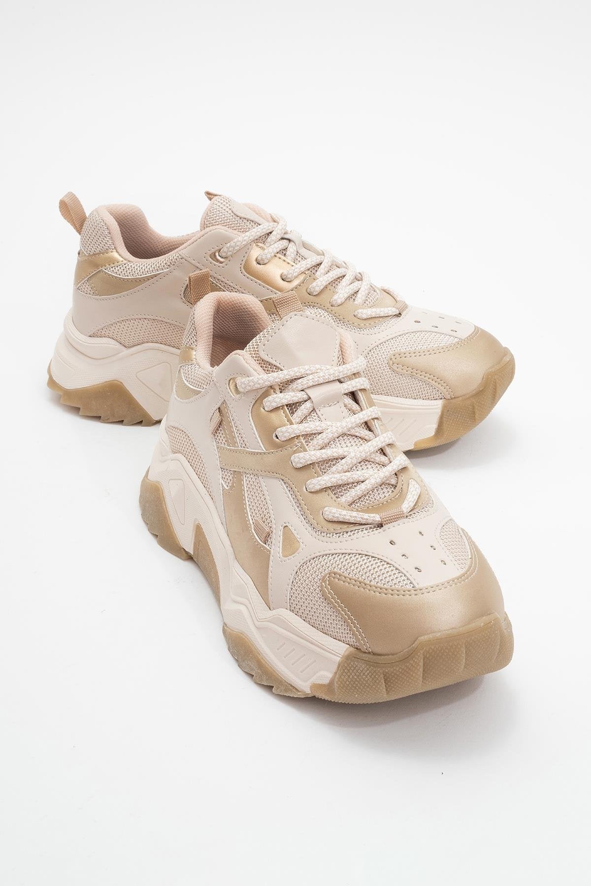 Loretta - Beige Gold Thick-Soled Sneaker (Women)