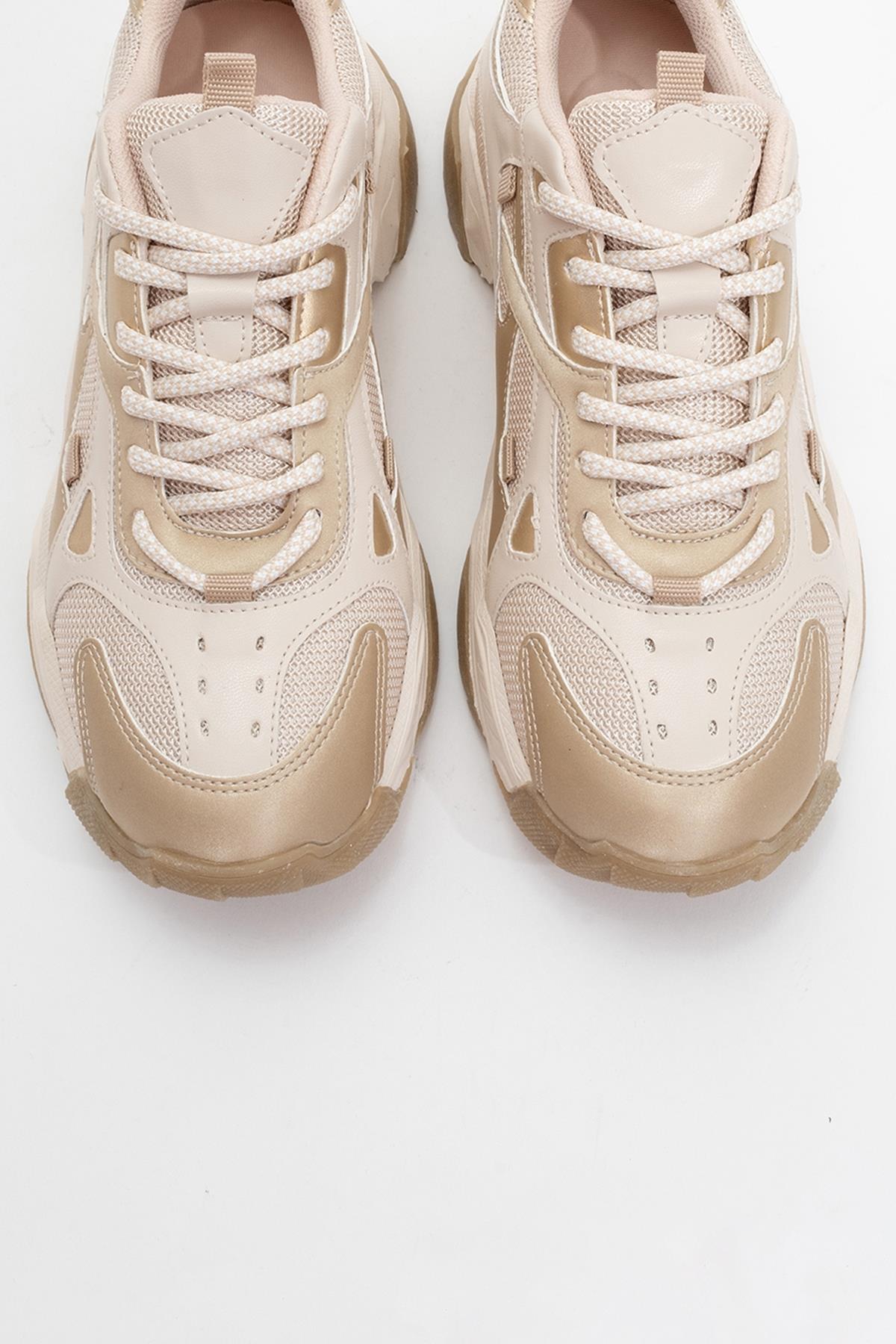 Loretta - Beige Gold Thick-Soled Sneaker (Women)