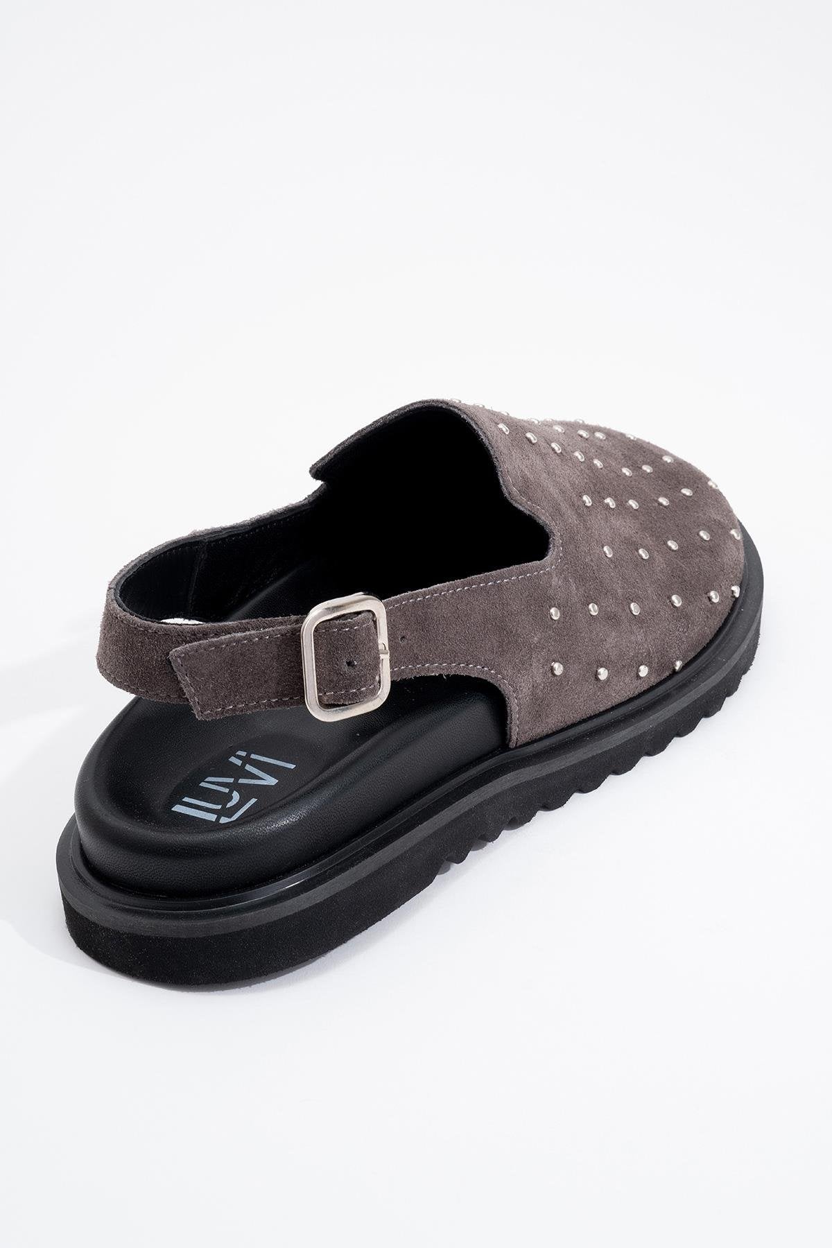 Our - Gray suede Leather Clogs (Women)