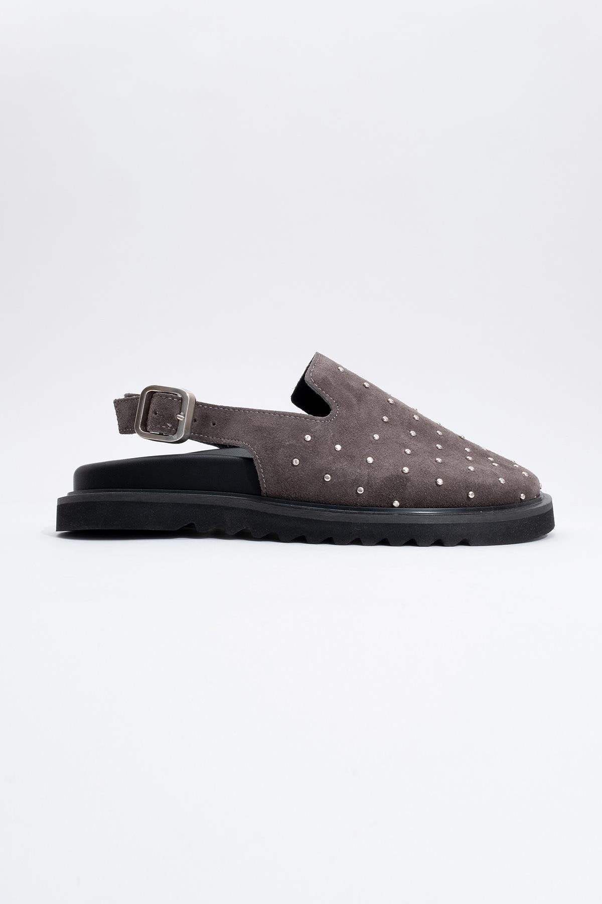 Our - Gray suede Leather Clogs (Women)