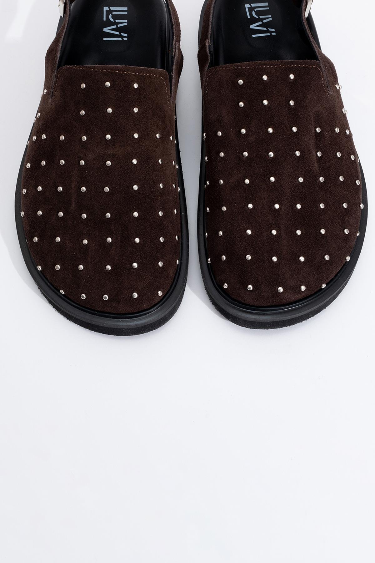 Our - Dark Brown suede Leather Clogs (Women)