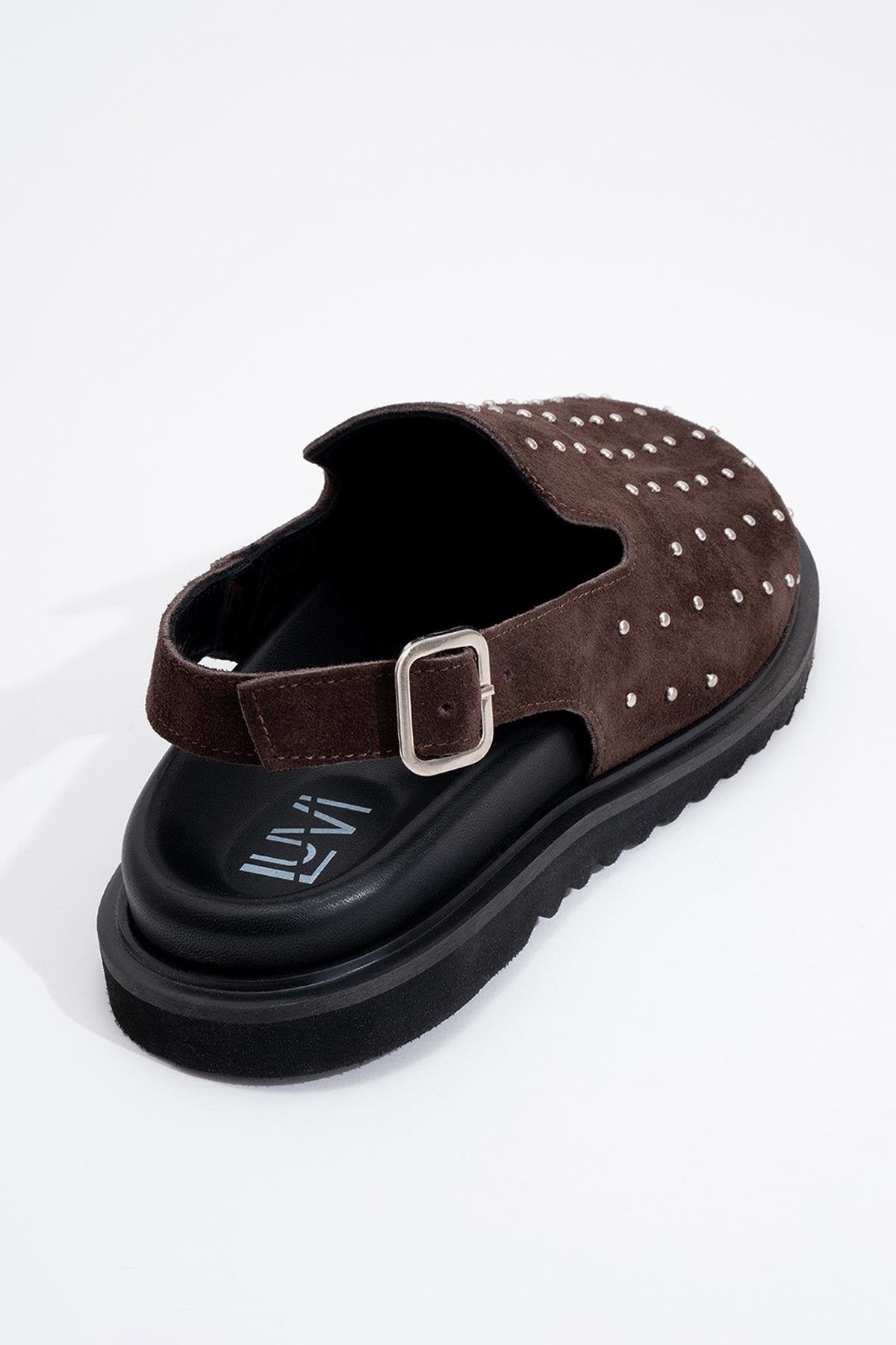 Our - Dark Brown suede Leather Clogs (Women)