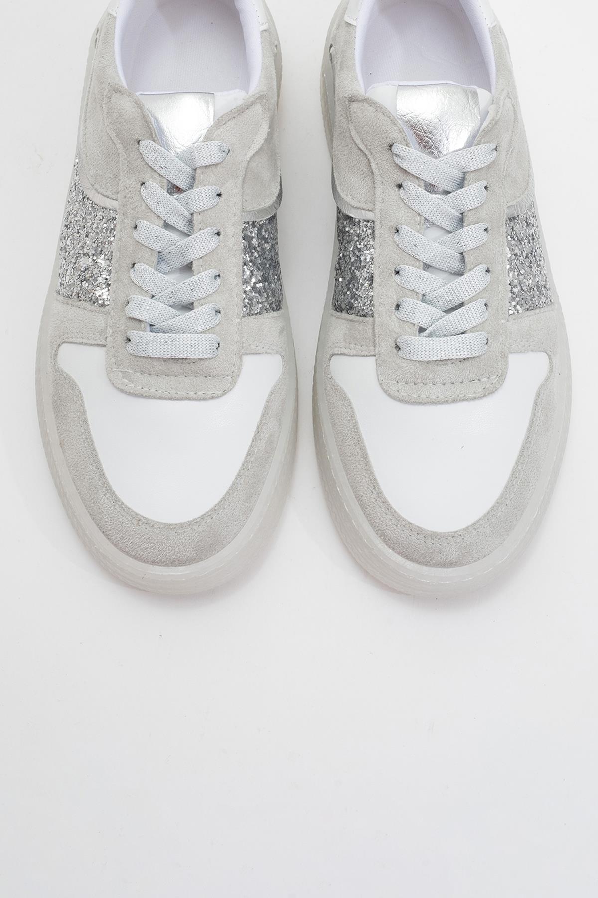 Felipe - Silver Glitter Leather Sneakers (Women)