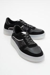 Felipe - Black Glitter Leather Sneakers (Women)