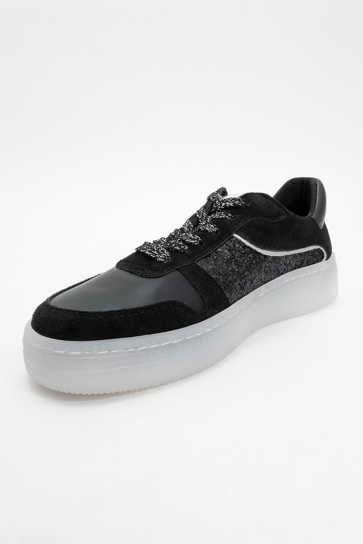 Felipe - Black Glitter Leather Sneakers (Women)