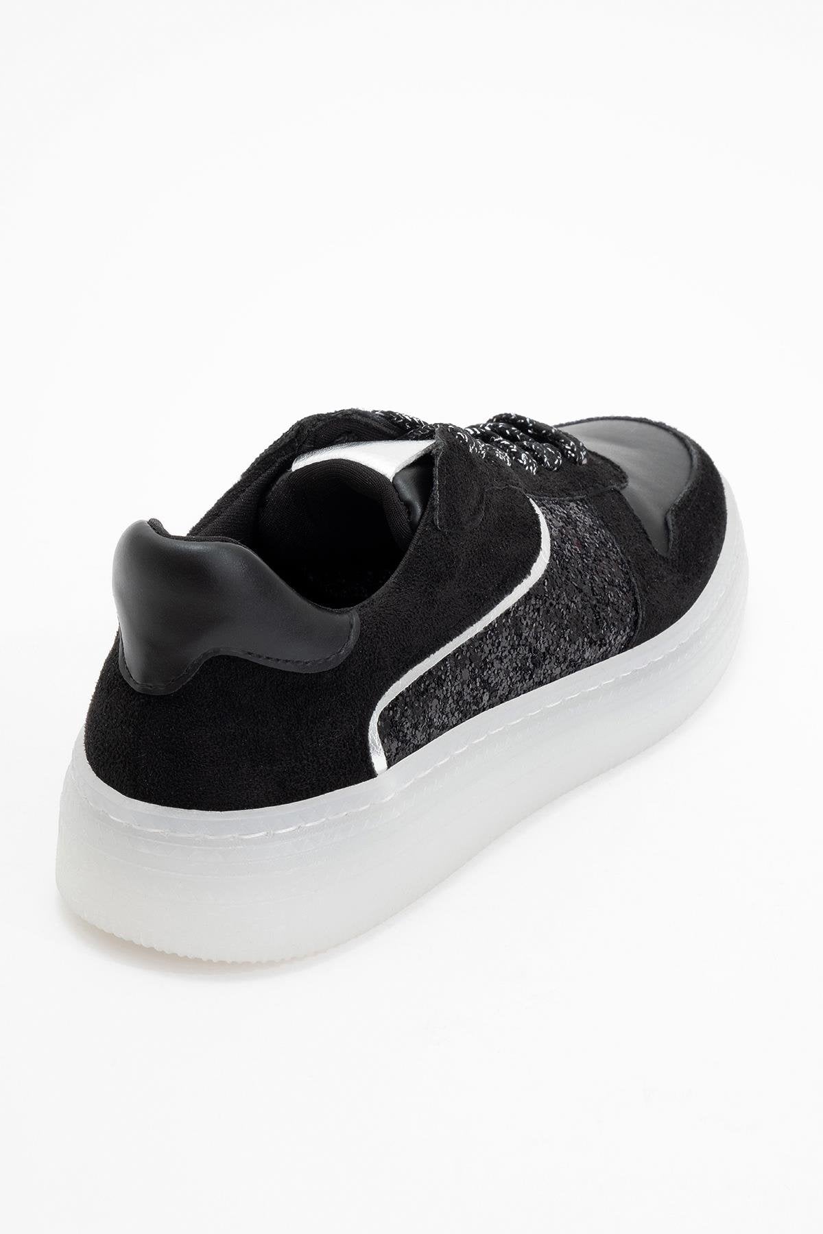 Felipe - Black Glitter Leather Sneakers (Women)