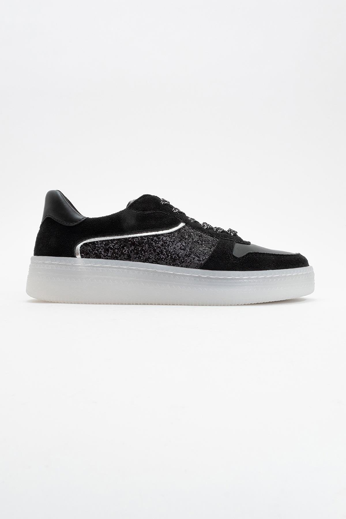 Felipe - Black Glitter Leather Sneakers (Women)