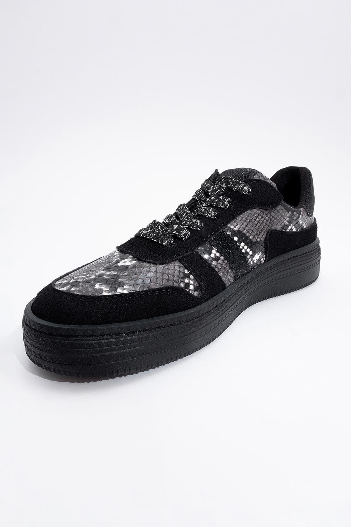 Rexie - Black Patterned Glitter Sneaker (Women)