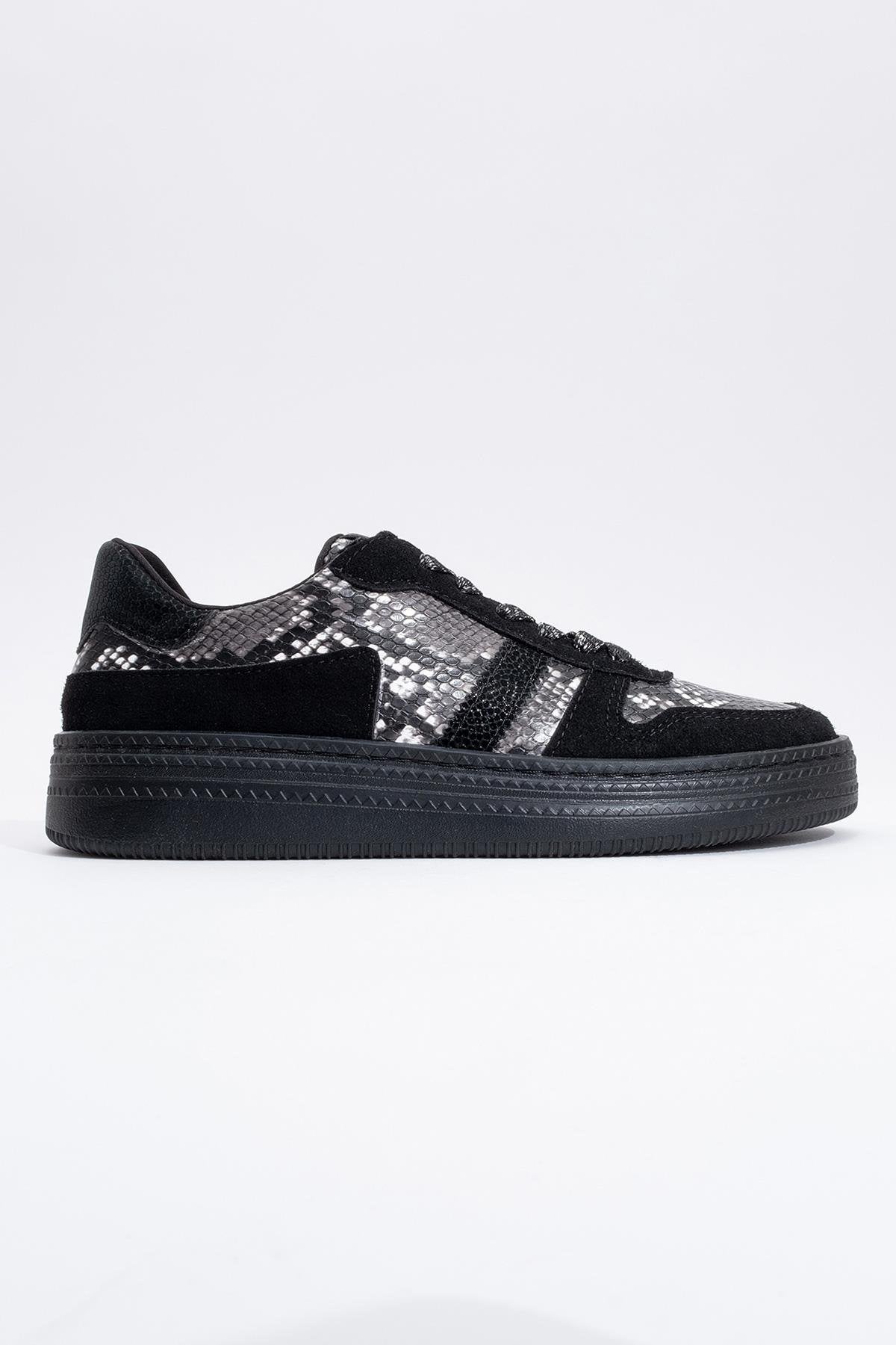 Rexie - Black Patterned Glitter Sneaker (Women)