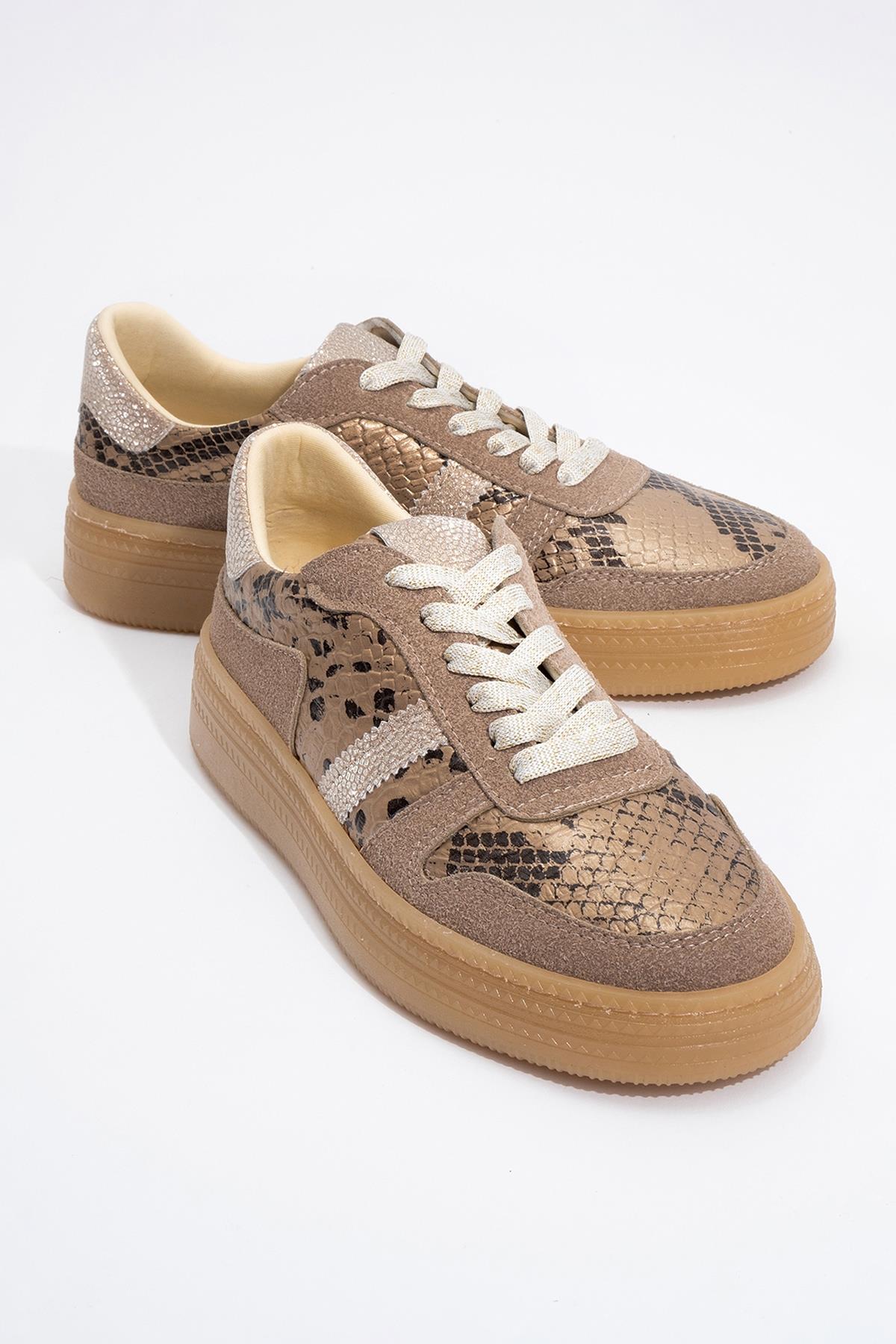 Rexie - Gold Patterned Glitter Sneaker (Women)