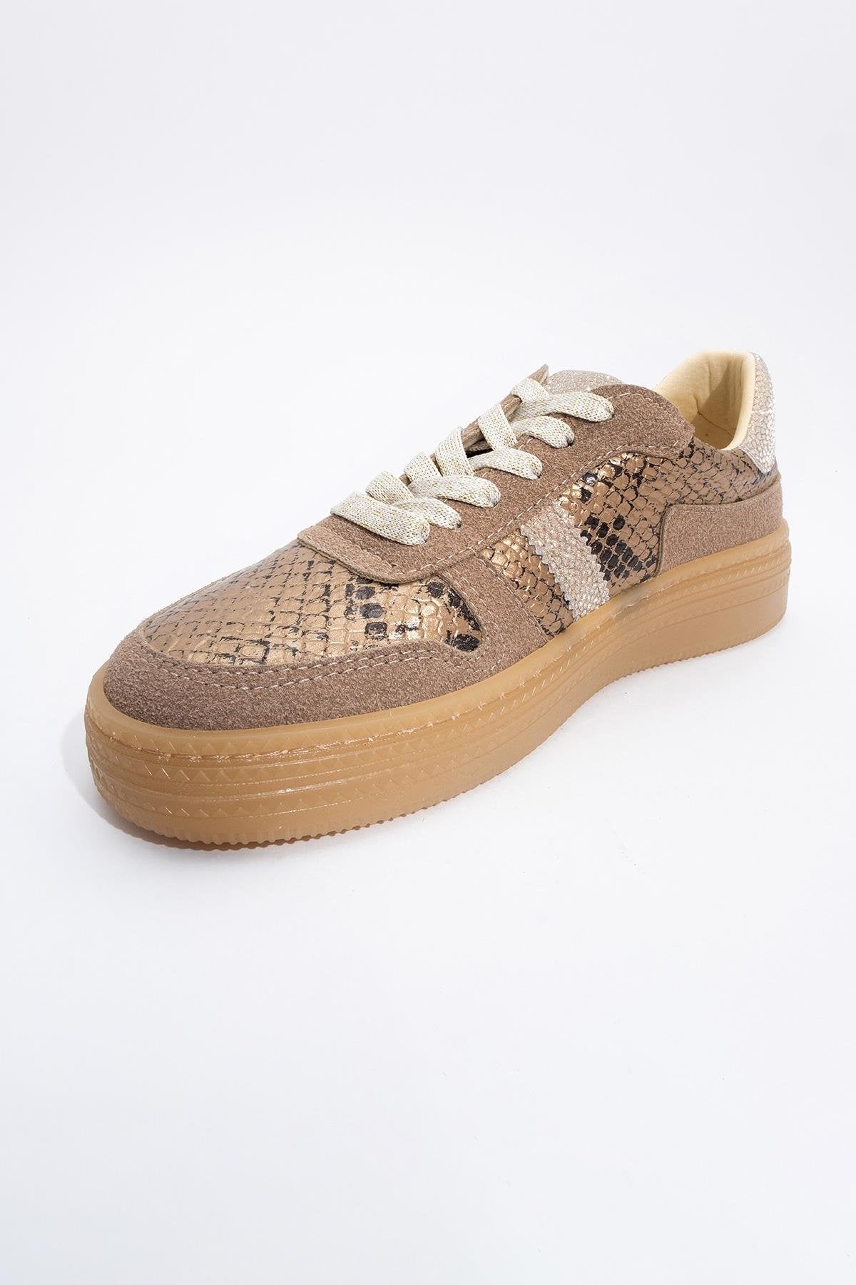 Rexie - Gold Patterned Glitter Sneaker (Women)