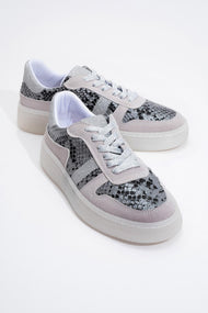 Rexie - Silver Patterned Glitter Sneaker (Women)