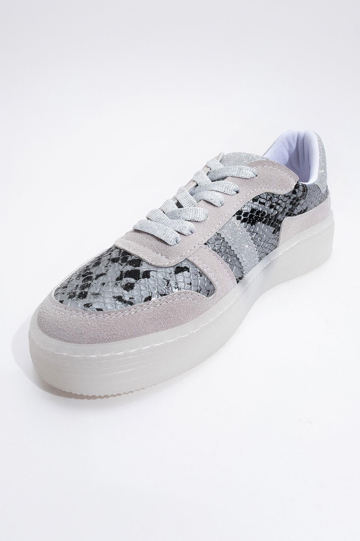 Rexie - Silver Patterned Glitter Sneaker (Women)