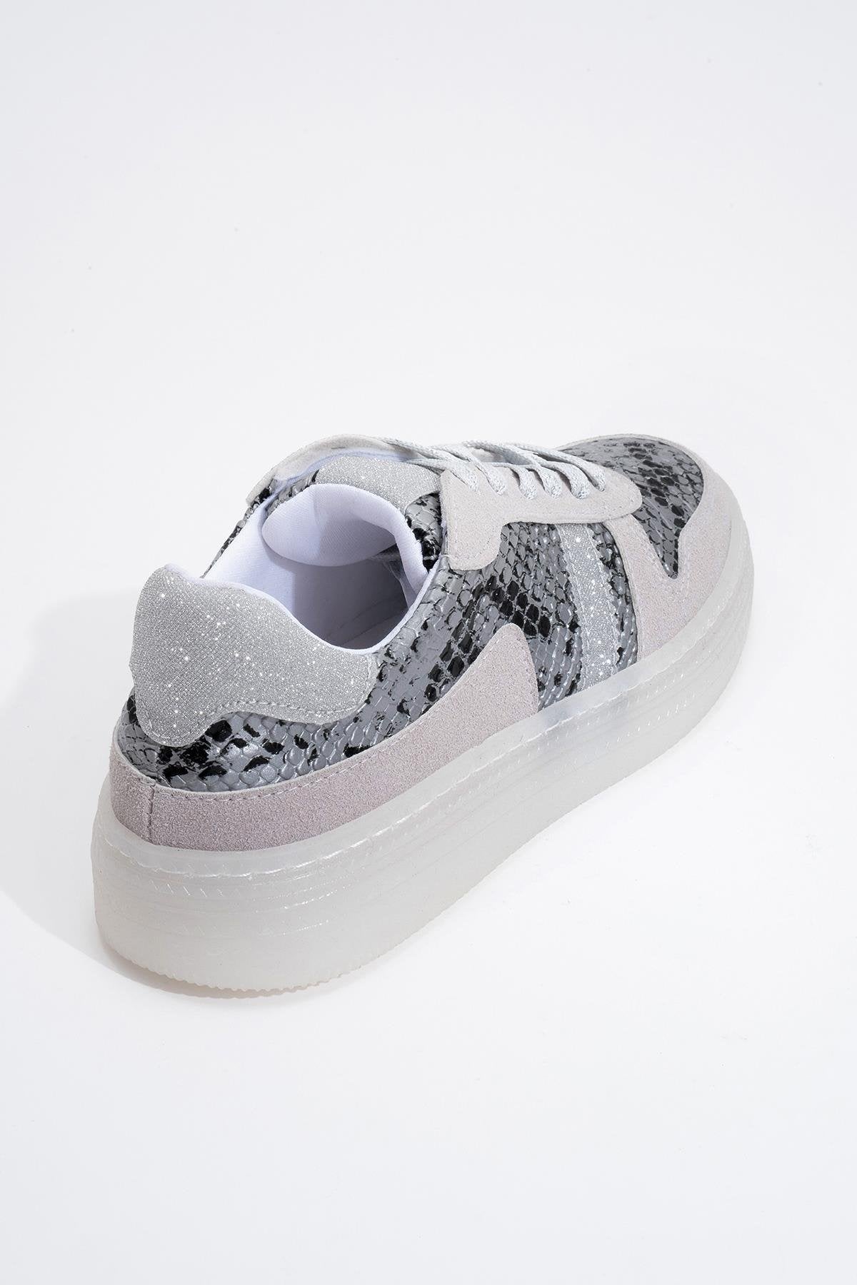 Rexie - Silver Patterned Glitter Sneaker (Women)