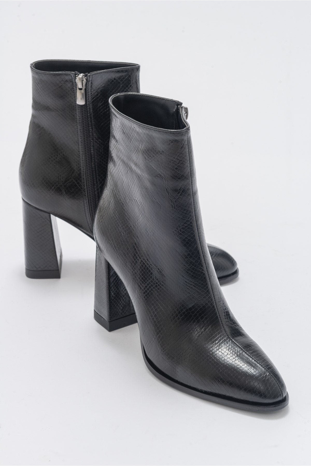 Jewel Black Pattern High Heel Boot (Women)