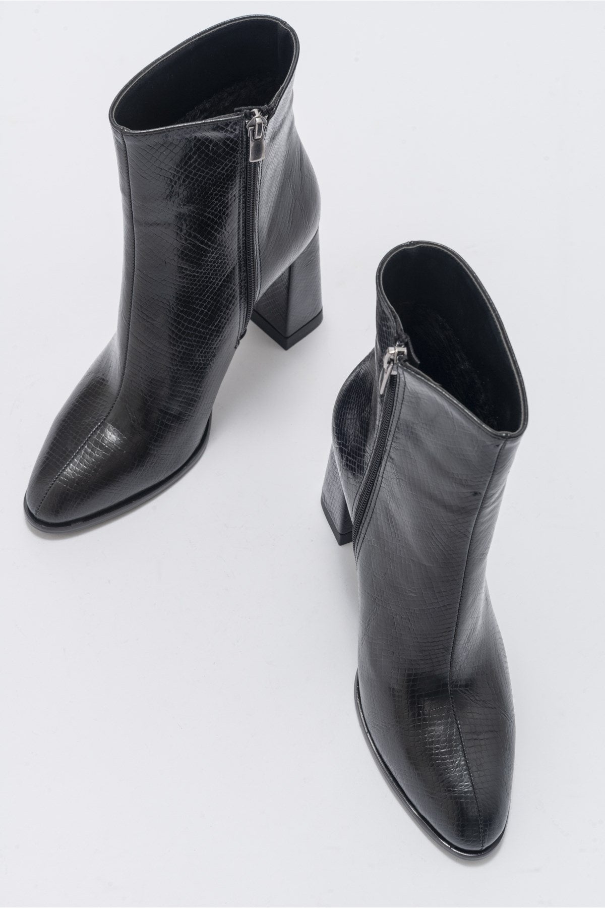 Jewel Black Pattern High Heel Boot (Women)