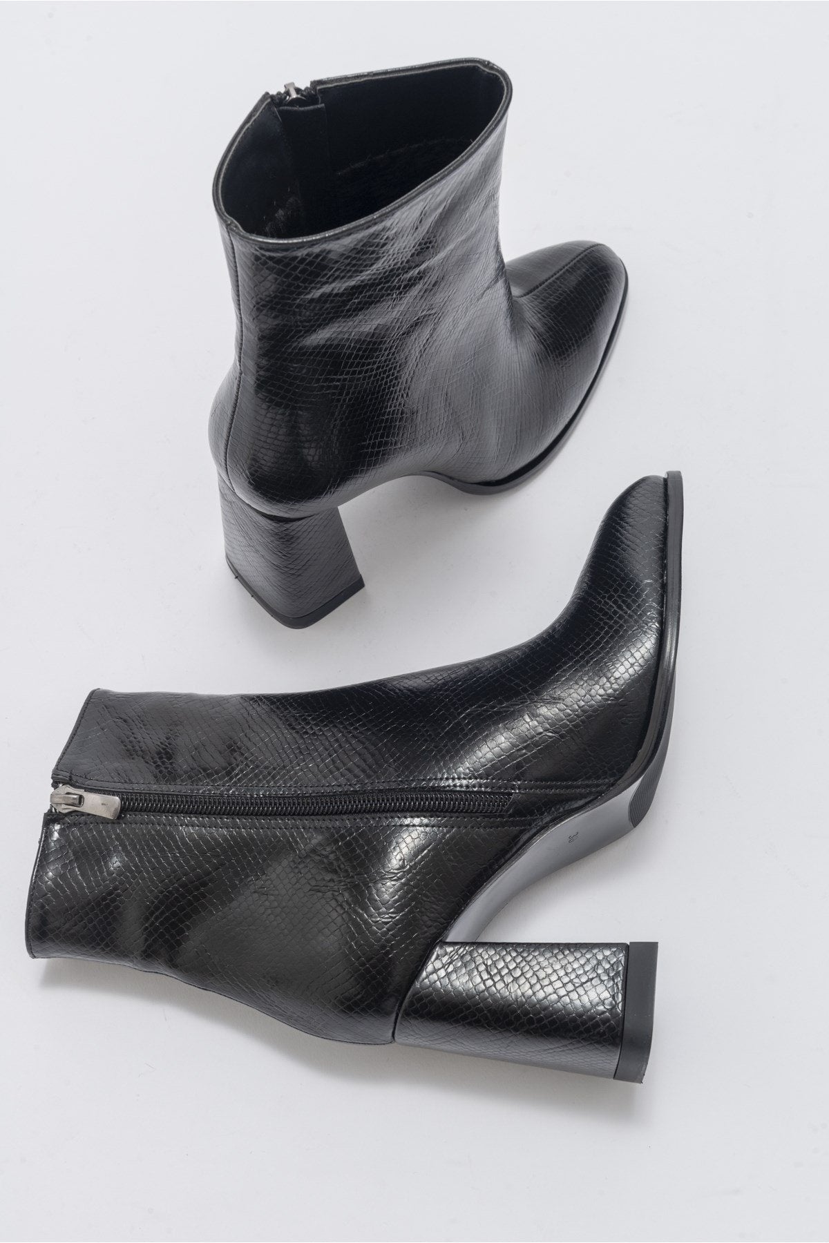 Jewel Black Pattern High Heel Boot (Women)