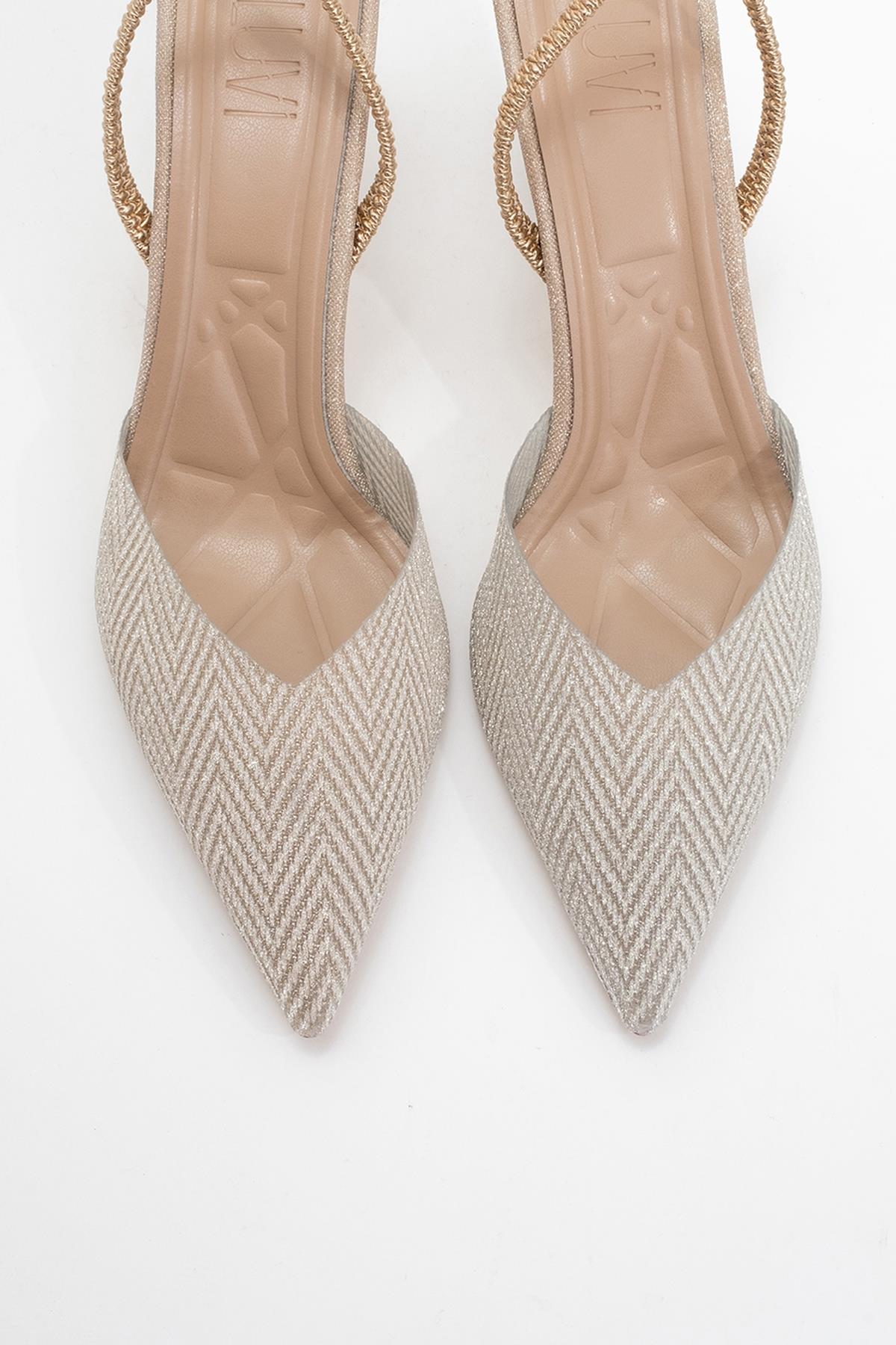 Renos - Gold Glitter Pointed Toe Dress Pump (Women)