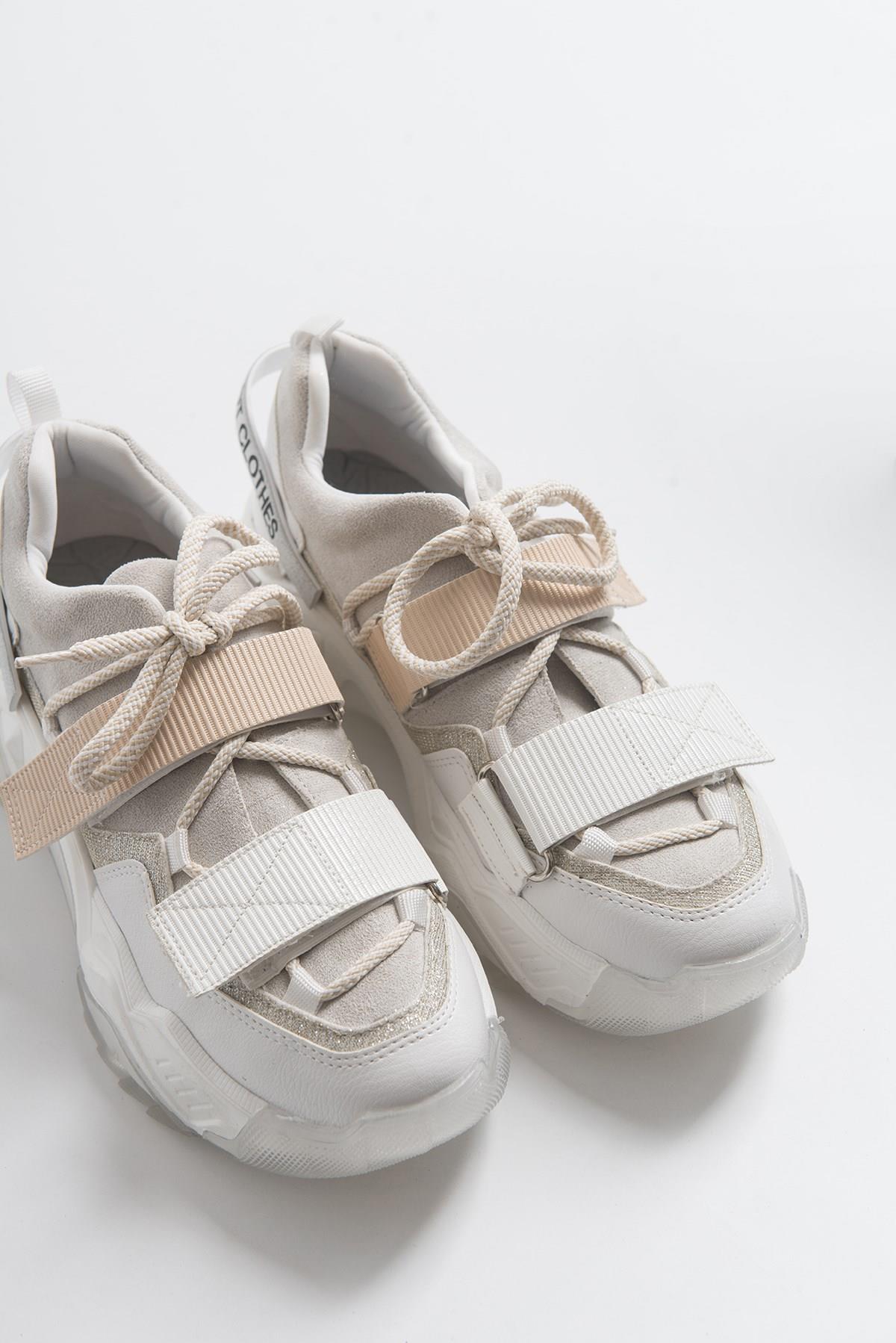 Lulen - White Glitter-Logo Velcro Sport Sneaker (Women)