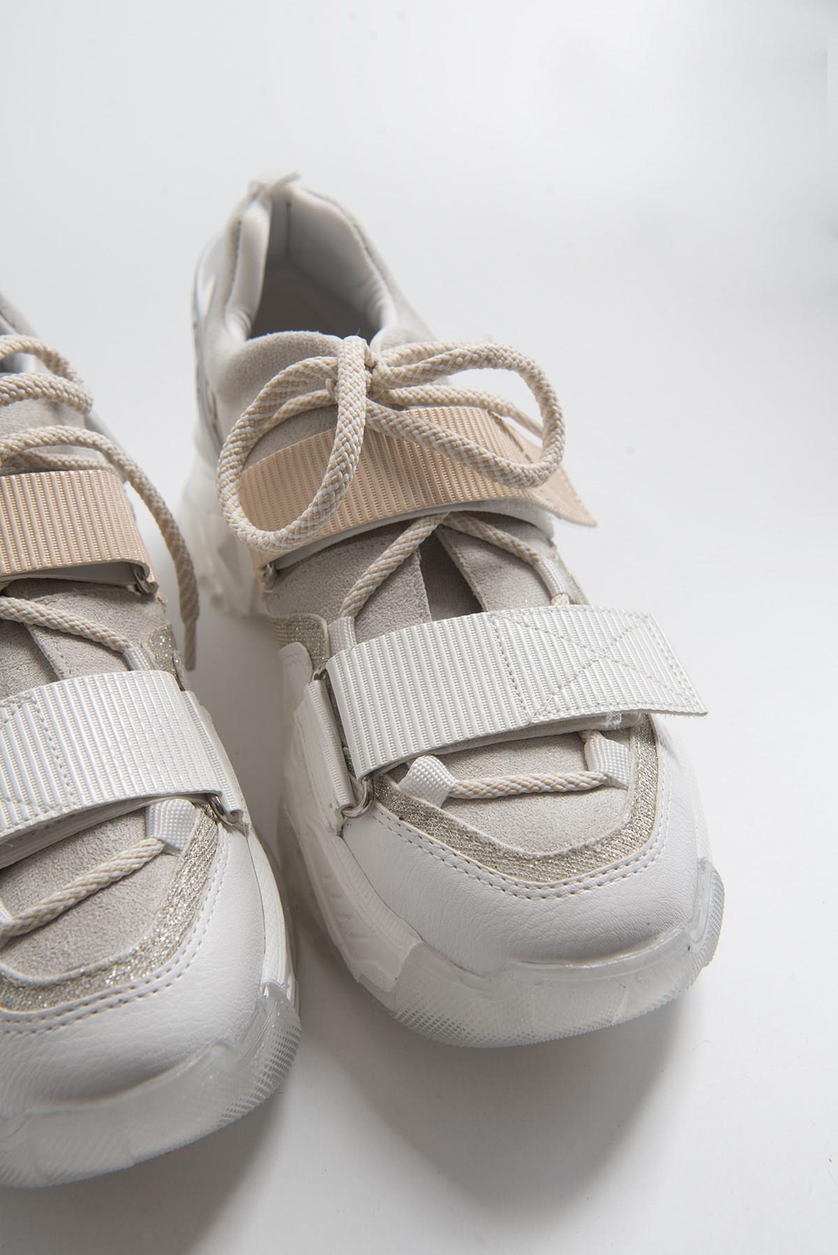 Lulen - White Glitter-Logo Velcro Sport Sneaker (Women)