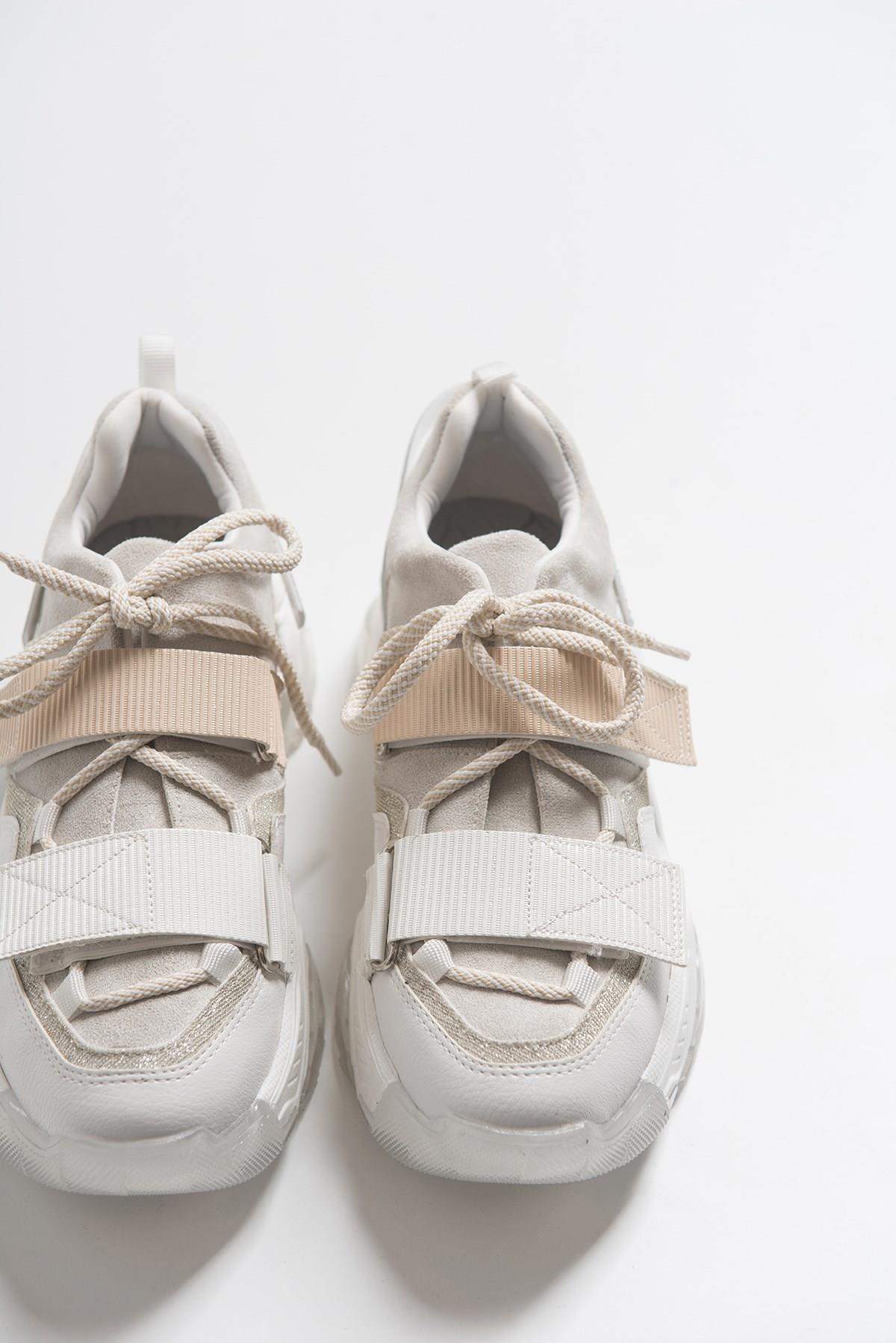 Lulen - White Glitter-Logo Velcro Sport Sneaker (Women)