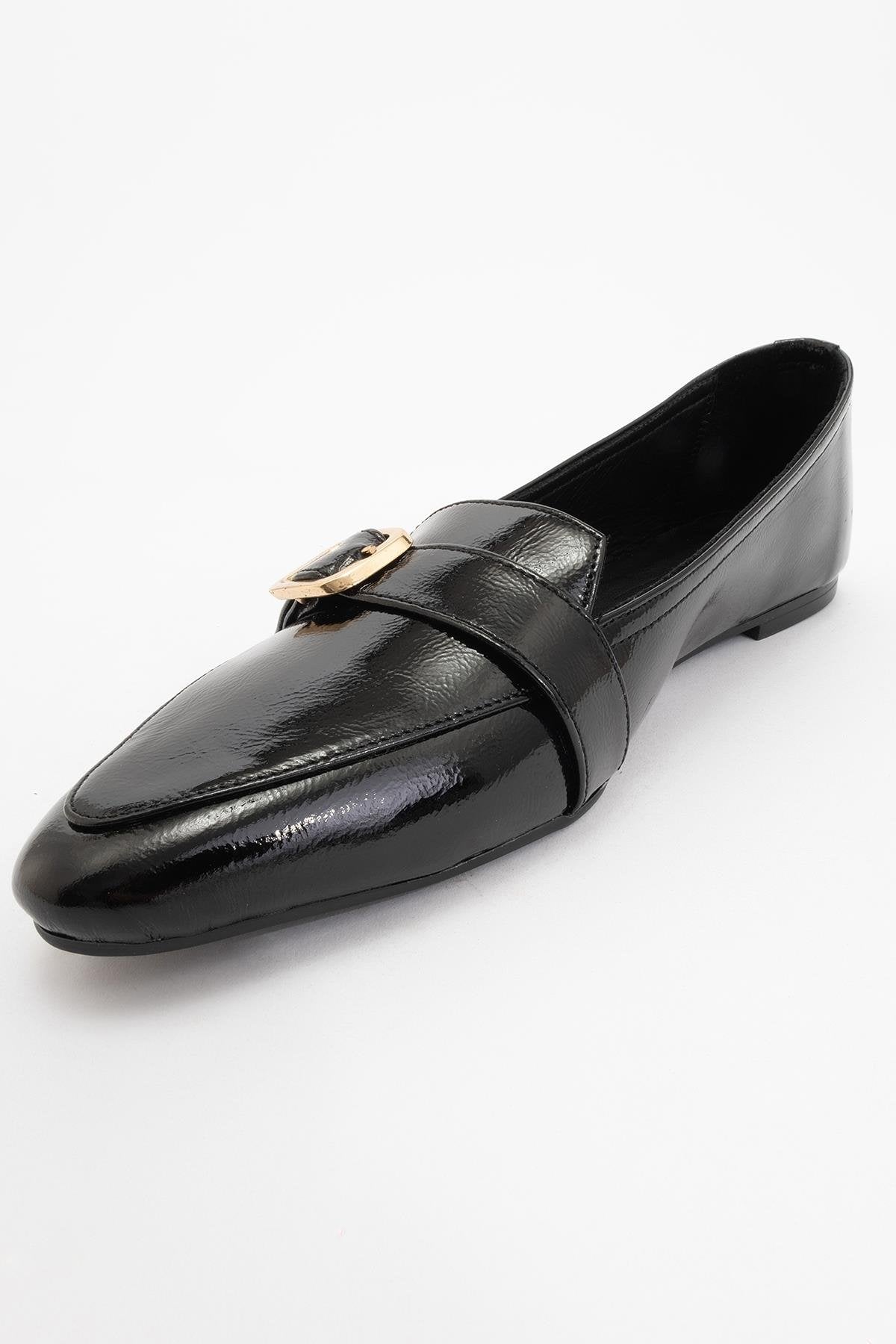 Zarina - Black Patent Pointed Toe Flats (Women)